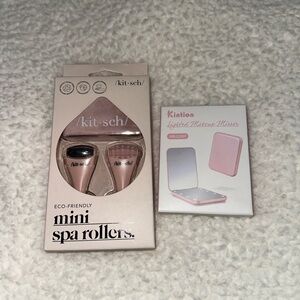 BNIB Kitsch Mini Spa Rollers and Mini Lighted Makeup Mirror